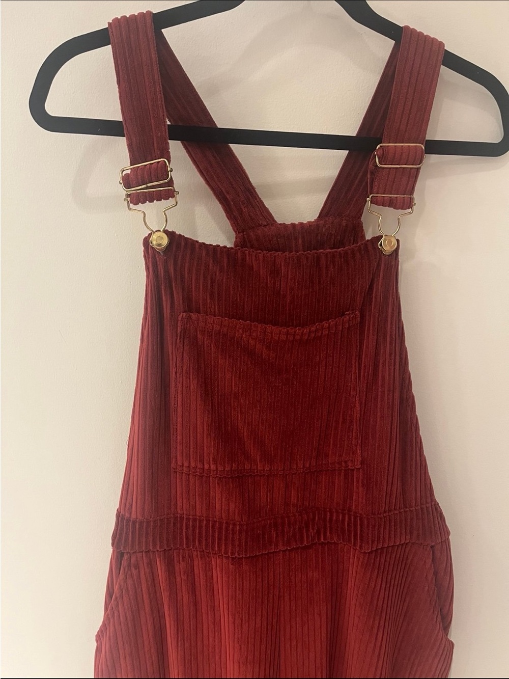 No Boundaries Burgundy Corduroy Overall Jumpsuit